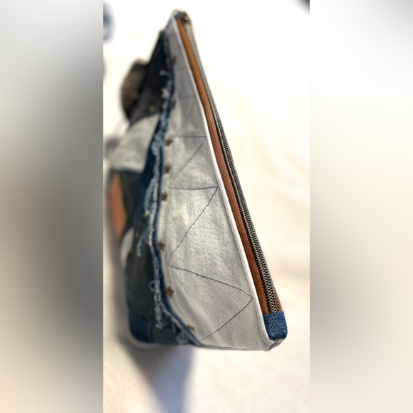 Patchwork Denim Clutch Handbag - from Upcycled denim Jeans - Picture 12 of 14